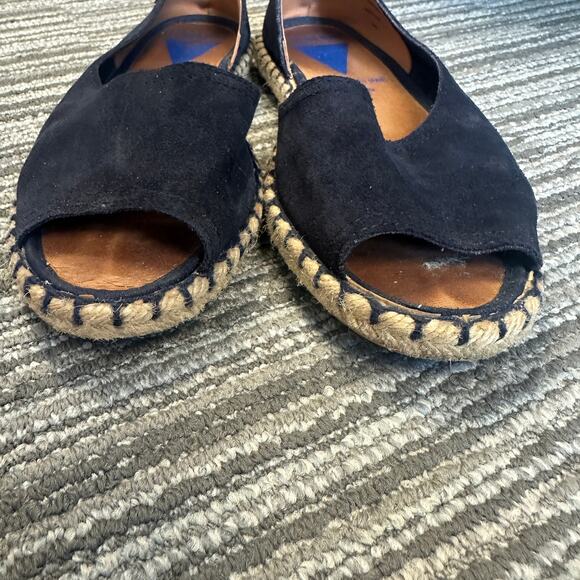 Verbenas Cruz Peep Toe Espadrille Flat Sandals Navy Suede Resort Wear Boho US 8 - Picture 3 of 8